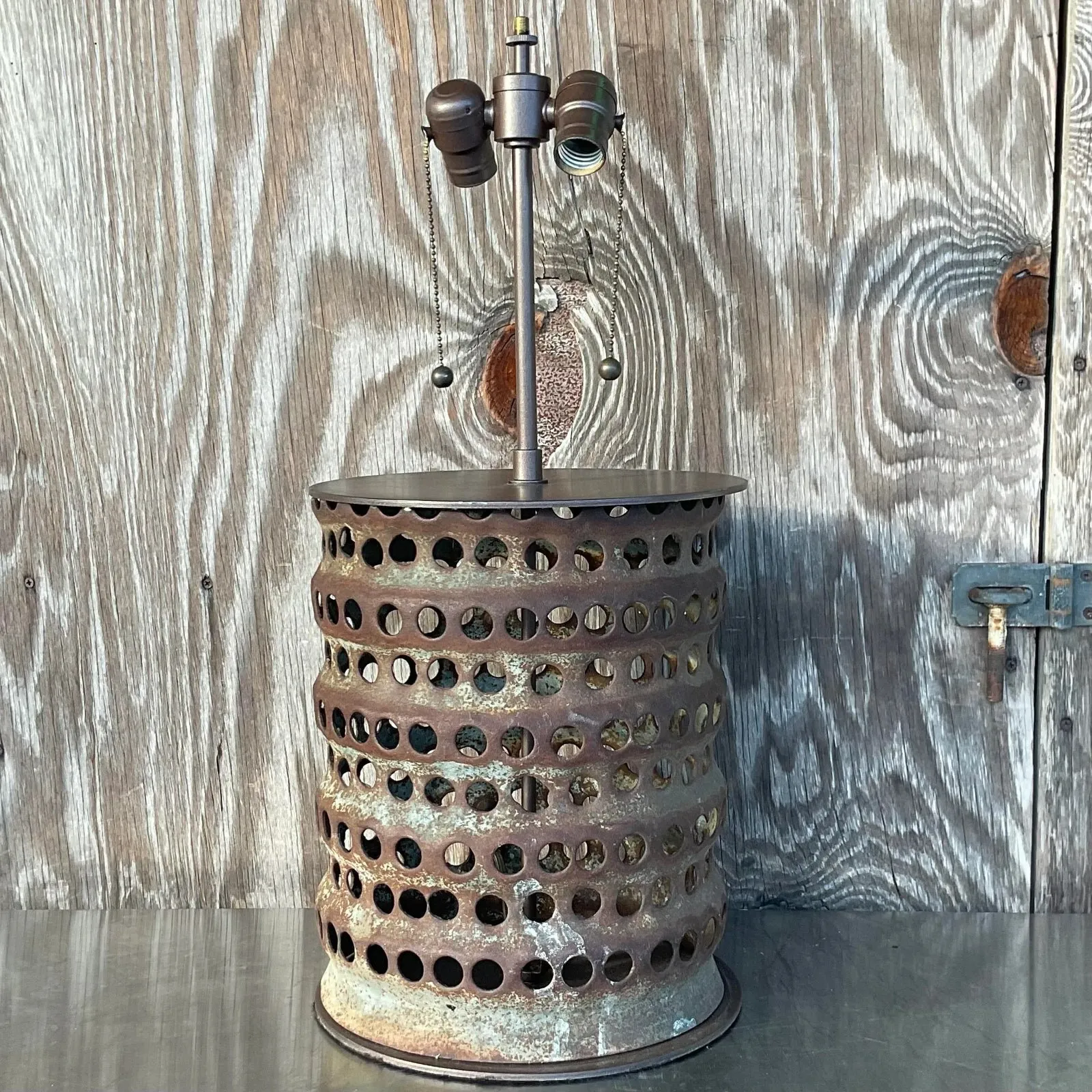 Vintage Boho Punch Cut Cylinder Lamp — additional photo 6