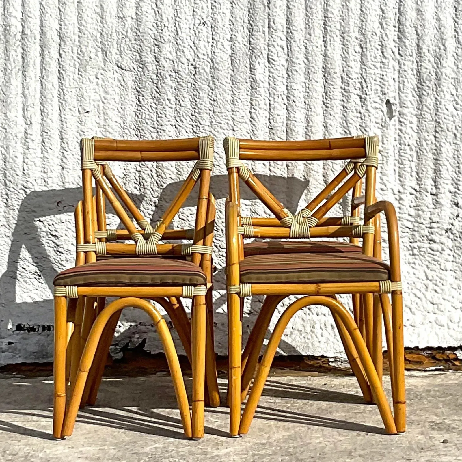 Vintage Coastal Bent Rattan Dining Chairs - Set of Four — additional photo 8