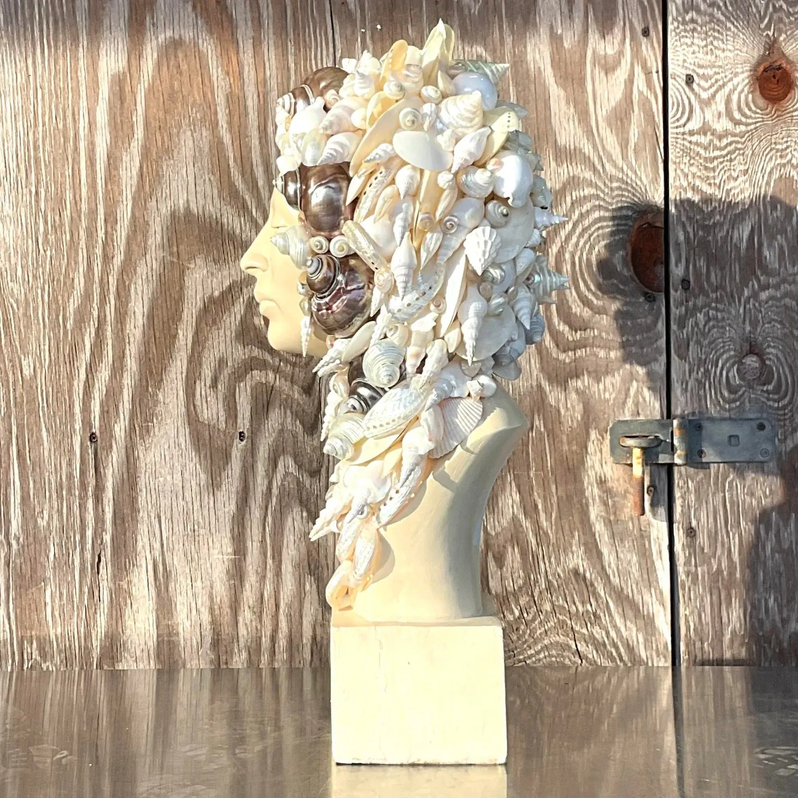 Vintage Coastal Plaster Shell Bust of Woman — additional photo 7