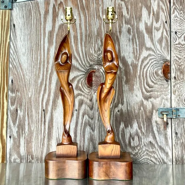 Vintage Boho Sculptural Figure Lamps by Yasha Heifetz - a Pair — additional photo 3