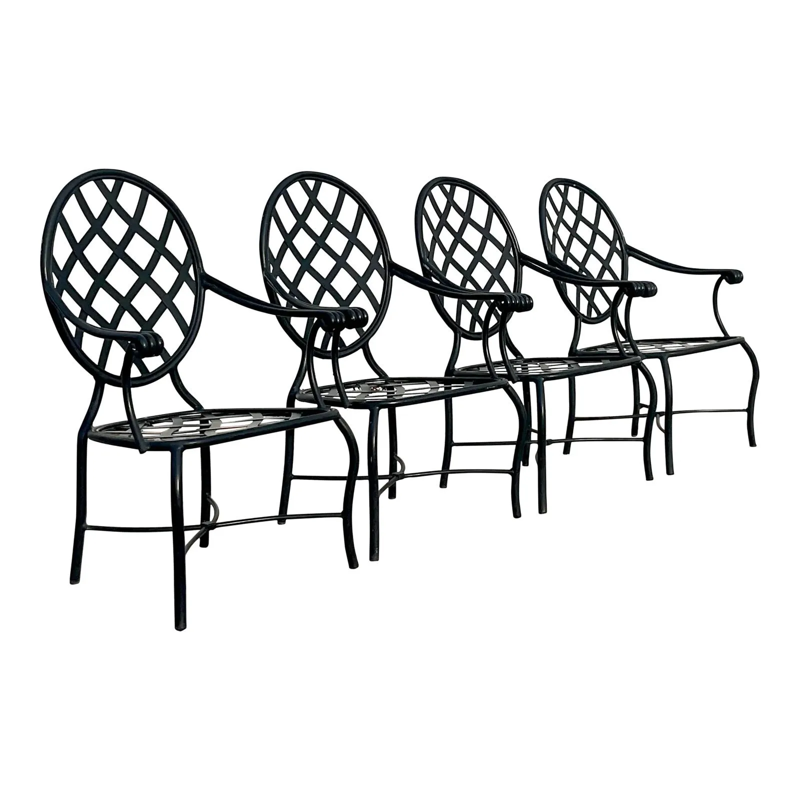 Vintage Coastal Brown Jordan “Grenada” Aluminum Dining Chairs - Set of 4