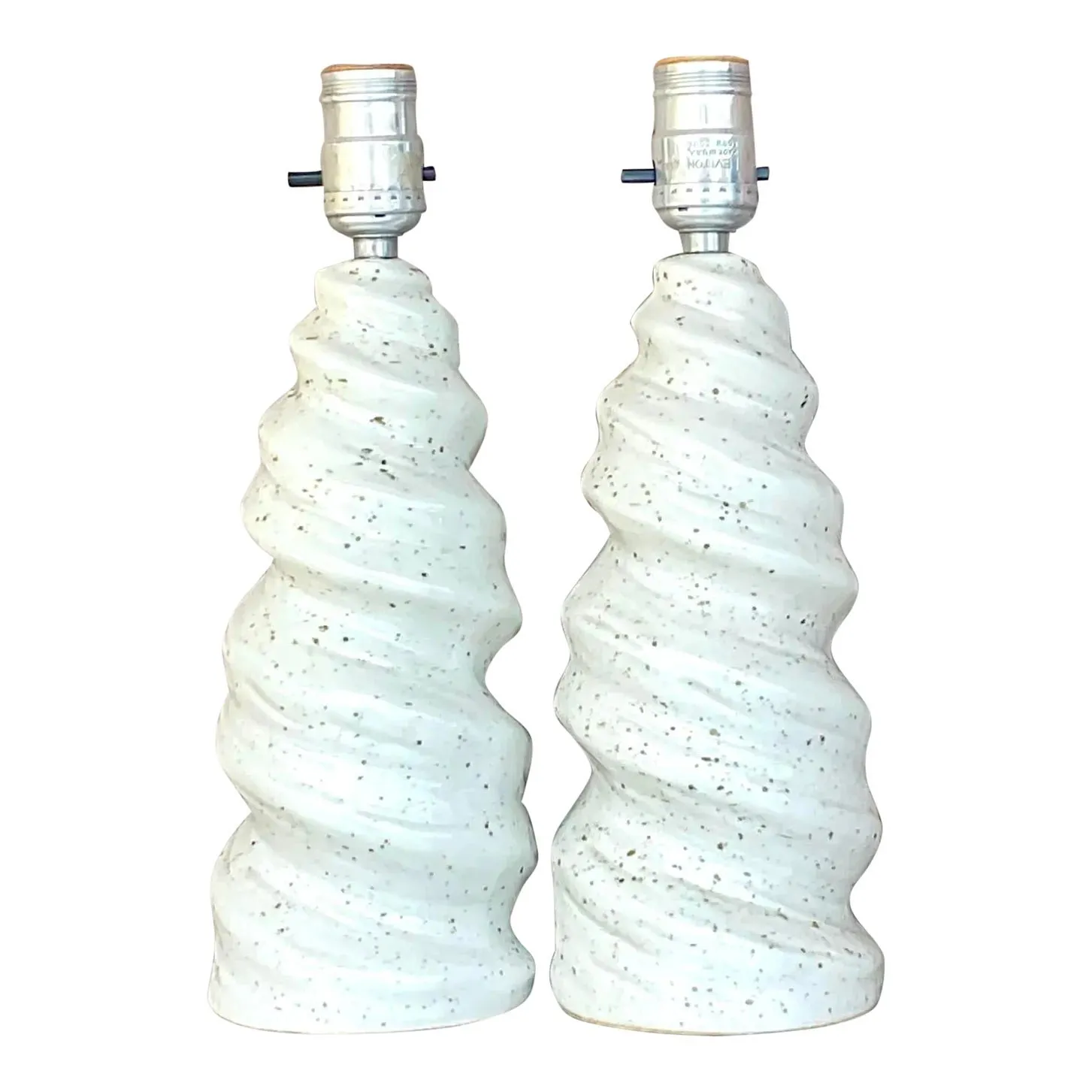 Vintage Glazed Ceramic Twist Table Lamps - a Pair — additional photo 1