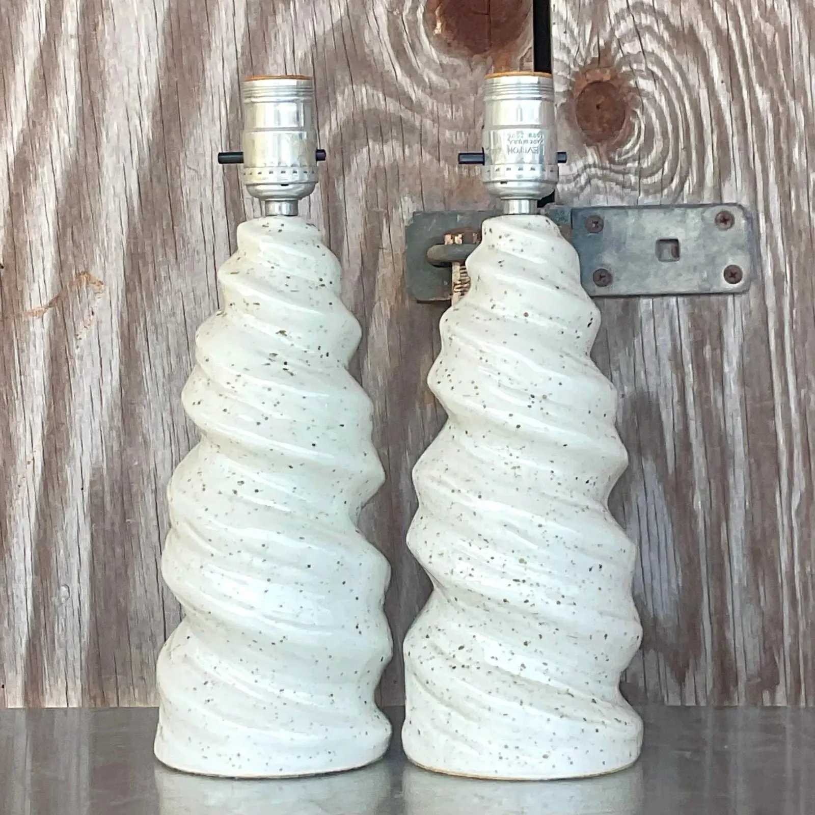 Vintage Glazed Ceramic Twist Table Lamps - a Pair — additional photo 7