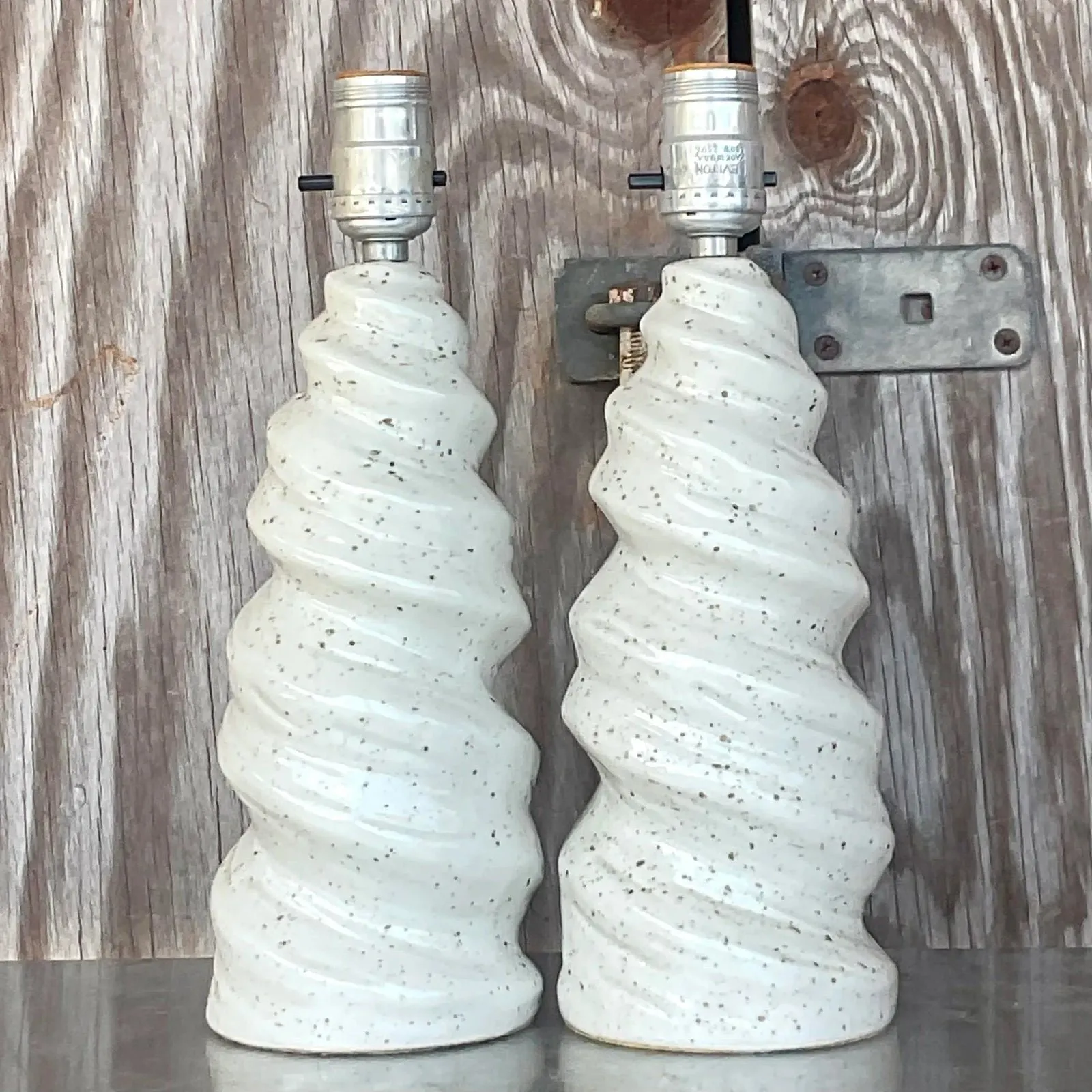 Vintage Glazed Ceramic Twist Table Lamps - a Pair — additional photo 8