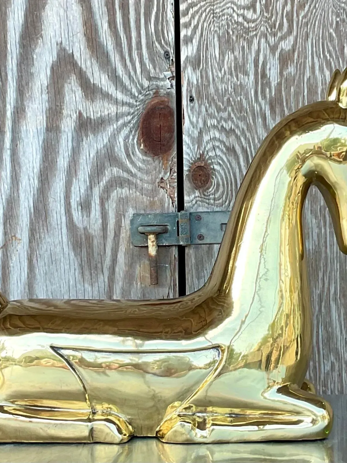 Vintage Regency Polished Brass Horse After Maitland Smith — additional photo 4