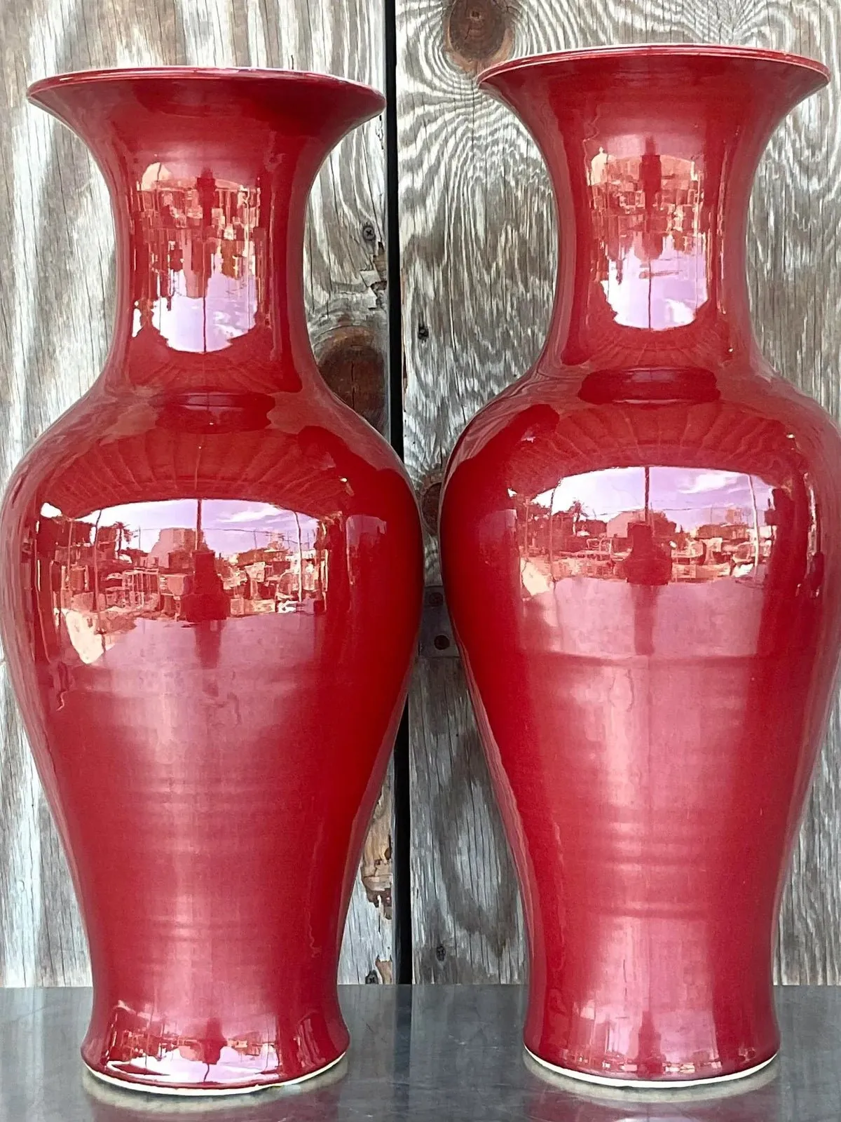 Vintage Asian “Sang De Boeuf” Glazed Ceramic Vases- a Pair — additional photo 7