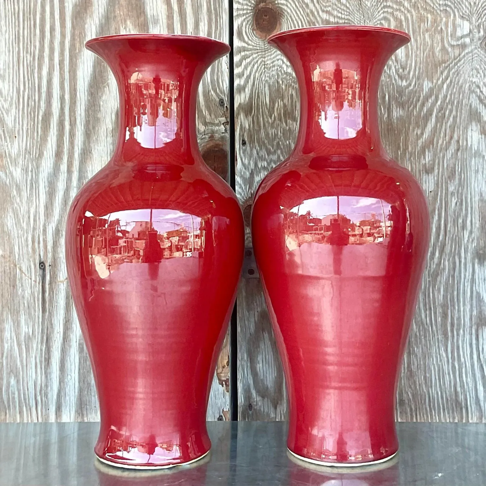 Vintage Asian “Sang De Boeuf” Glazed Ceramic Vases- a Pair — additional photo 2