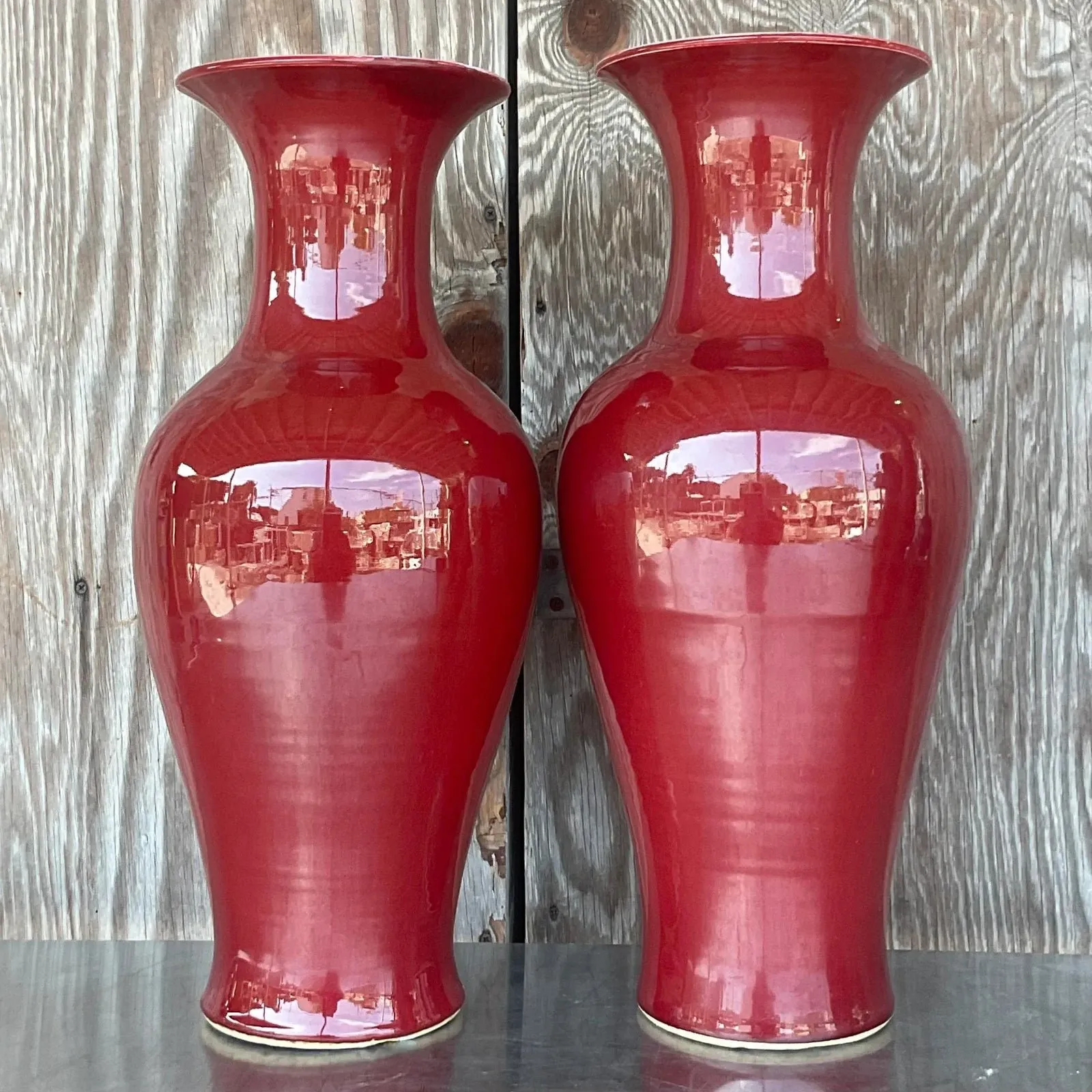 Vintage Asian “Sang De Boeuf” Glazed Ceramic Vases- a Pair — additional photo 3