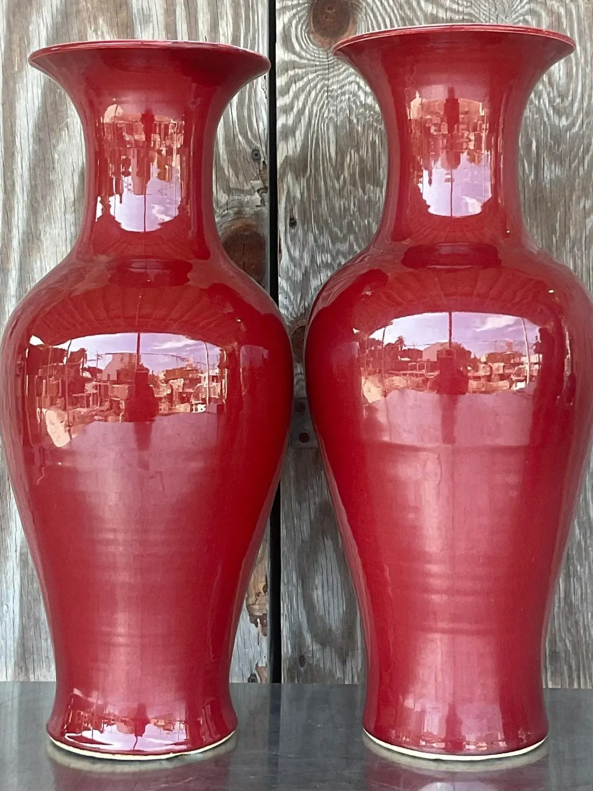 Vintage Asian “Sang De Boeuf” Glazed Ceramic Vases- a Pair — additional photo 2
