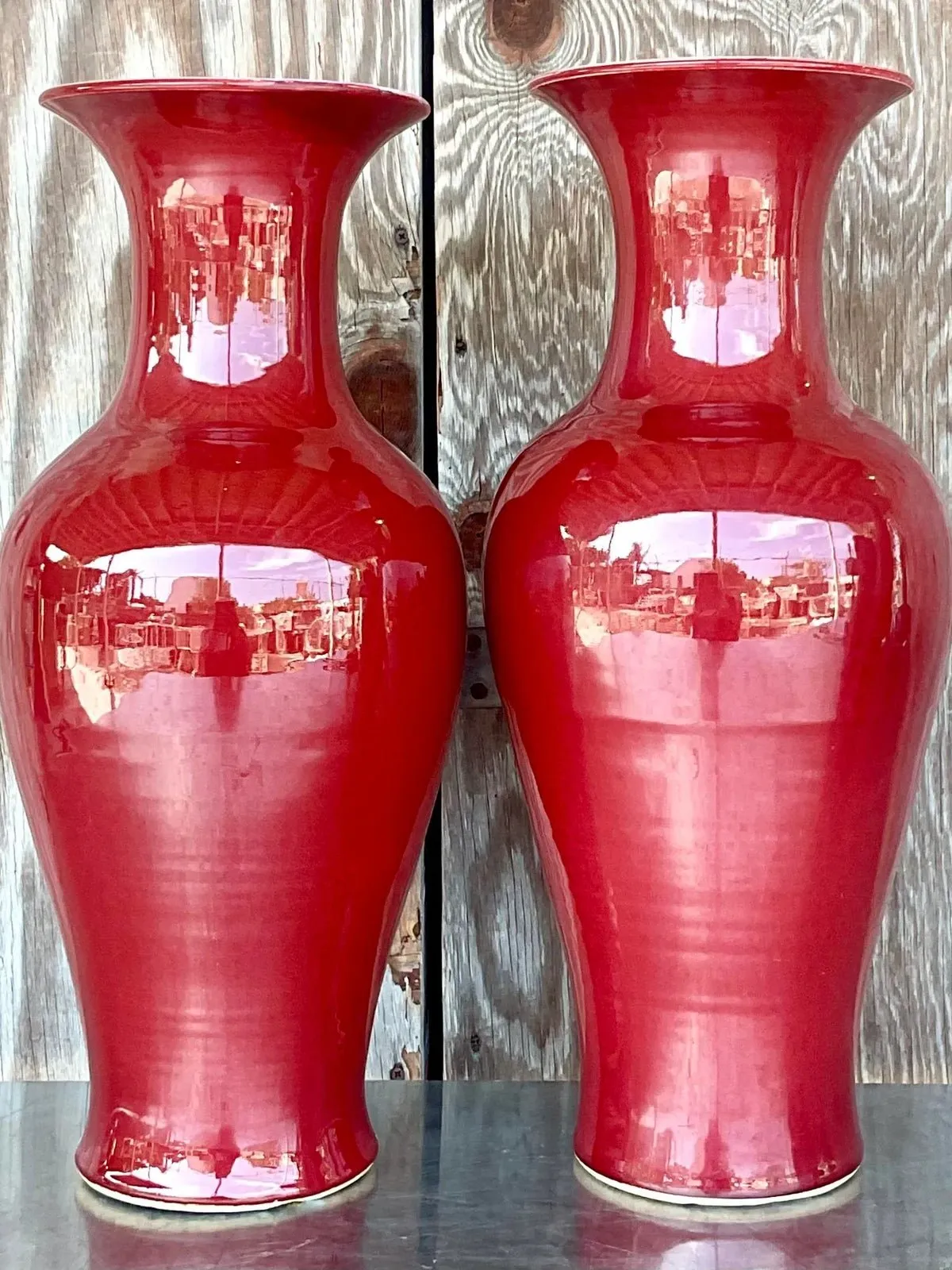 Vintage Asian “Sang De Boeuf” Glazed Ceramic Vases- a Pair — additional photo 3