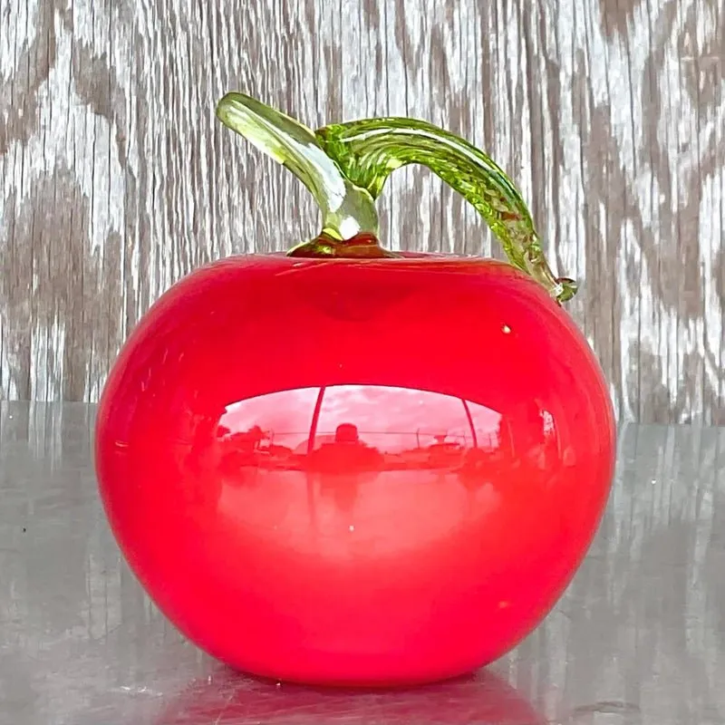 Vintage Postmodern Art Glass Apple — additional photo 1