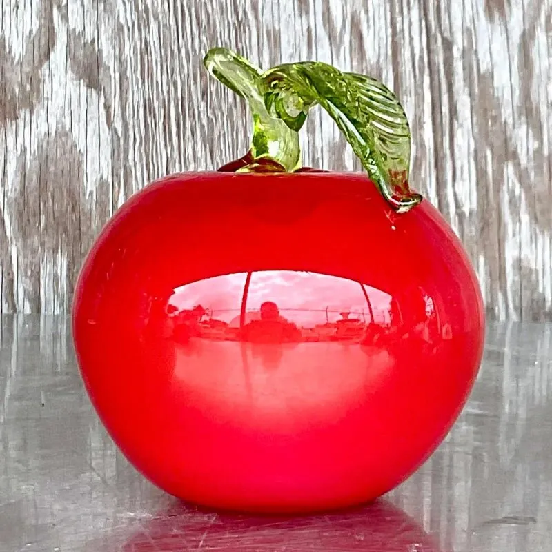 Vintage Postmodern Art Glass Apple — additional photo 3