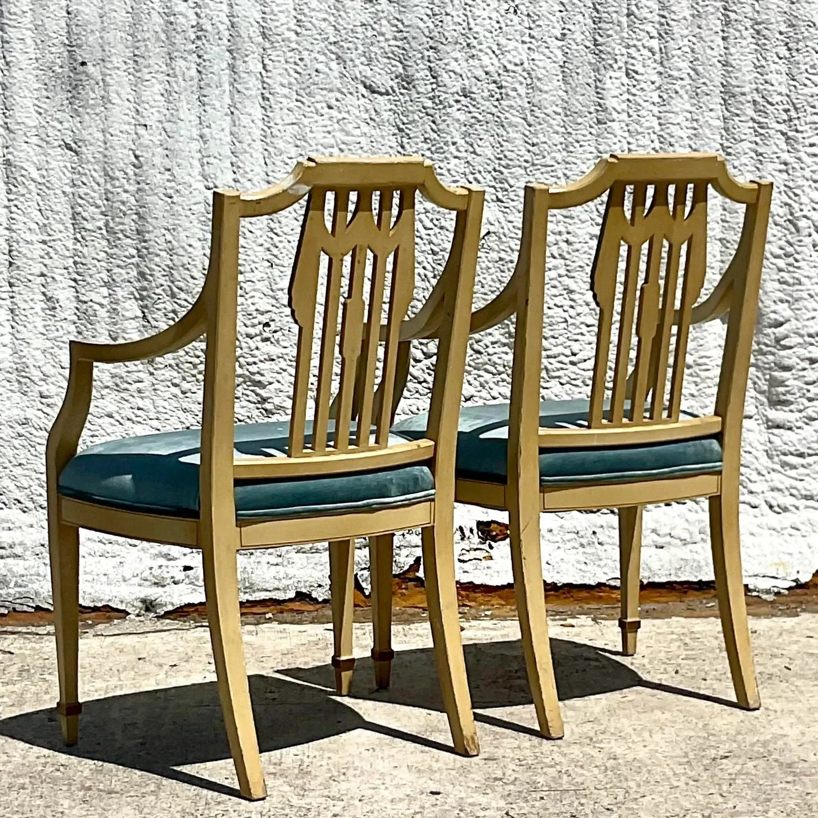 Vintage Regency Hand Painted Tromp L’oiel Swag Arm Chairs - a Pair — additional photo 3