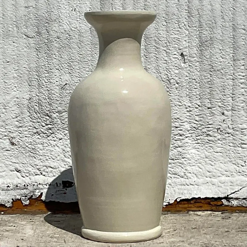 Vintage Boho Crackle Glaze Ceramic Floor Vase — additional photo 1