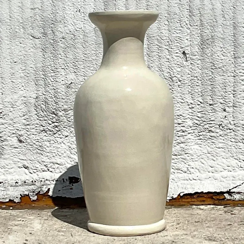 Vintage Boho Crackle Glaze Ceramic Floor Vase — additional photo 2