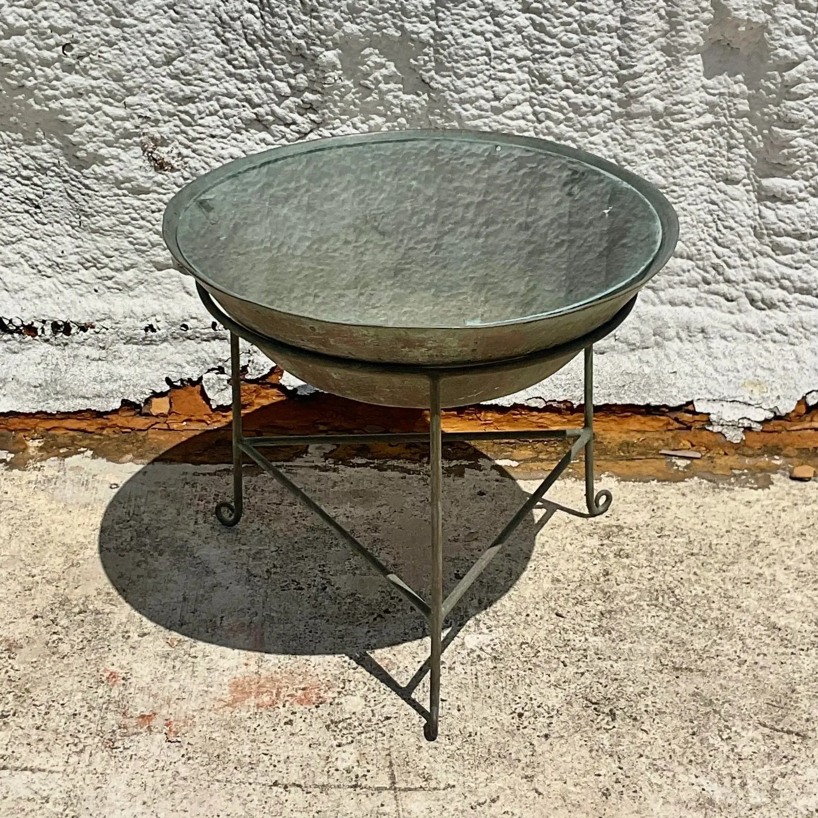 Vintage Boho Patinated Collectors Drum Table — additional photo 5