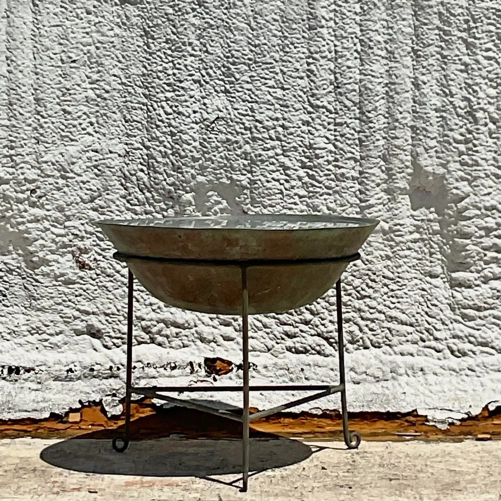Vintage Boho Patinated Collectors Drum Table — additional photo 3