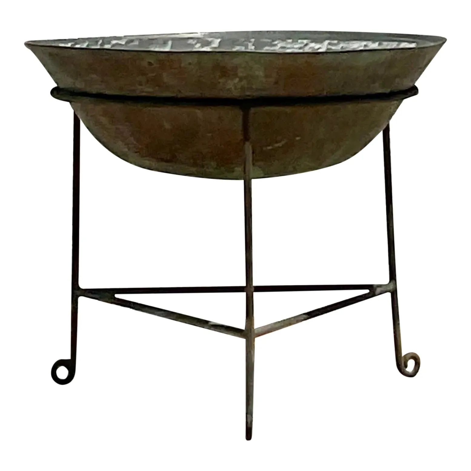 Vintage Boho Patinated Collectors Drum Table — additional photo 1