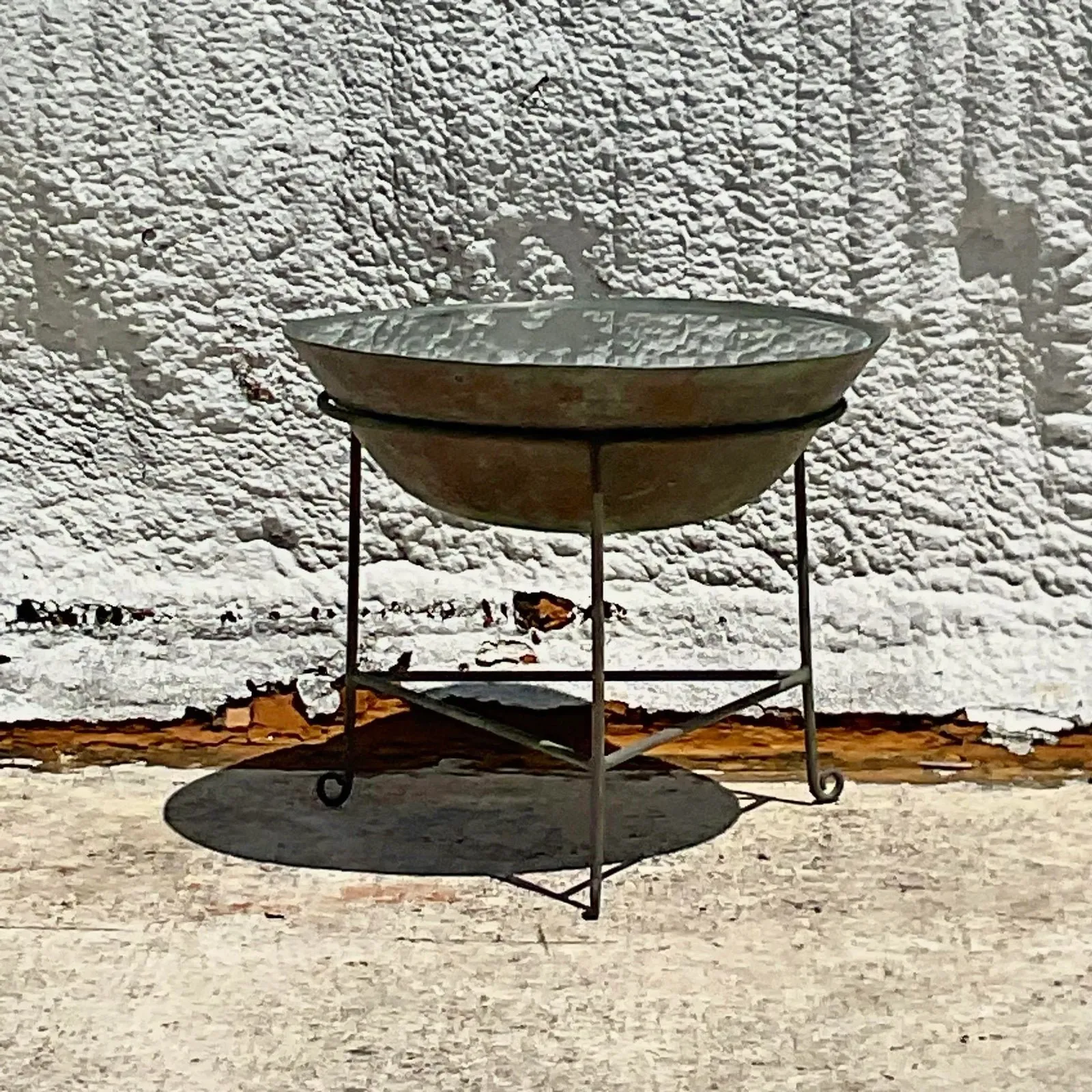 Vintage Boho Patinated Collectors Drum Table — additional photo 4