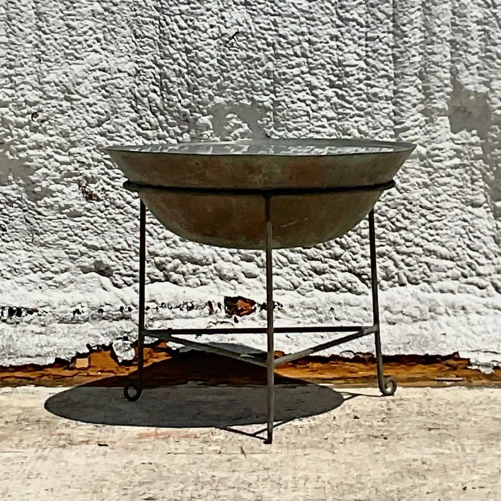 Vintage Boho Patinated Collectors Drum Table — additional photo 2