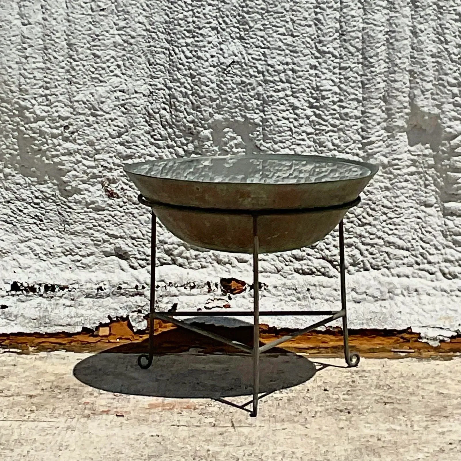 Vintage Boho Patinated Collectors Drum Table — additional photo 6