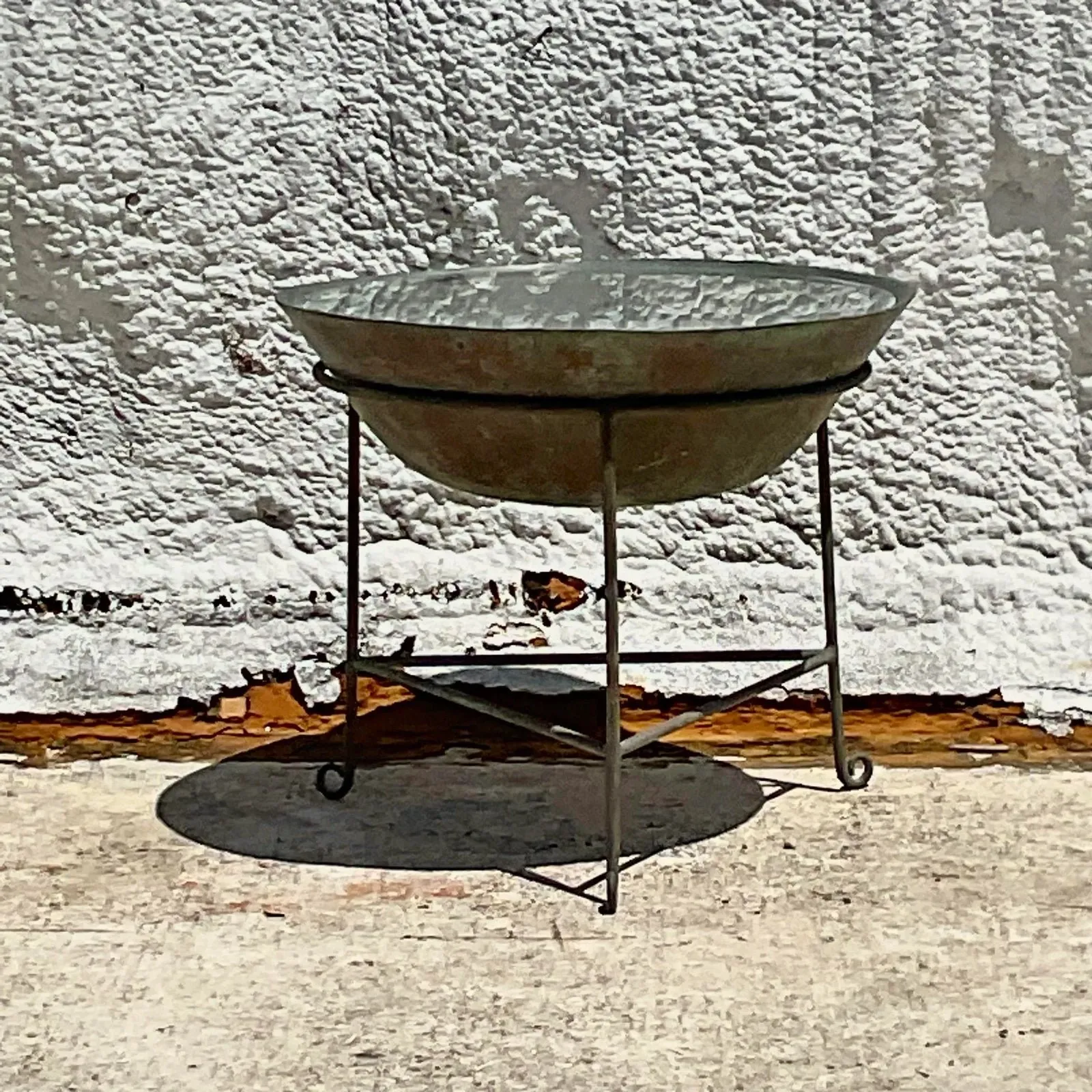 Vintage Boho Patinated Collectors Drum Table — additional photo 8
