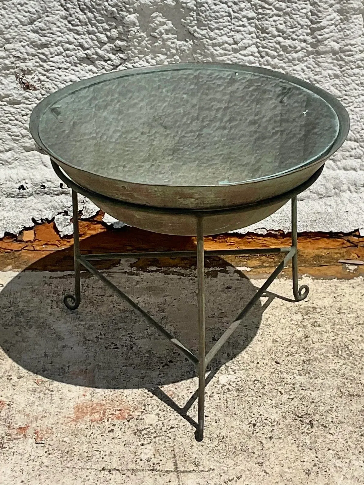 Vintage Boho Patinated Collectors Drum Table — additional photo 8