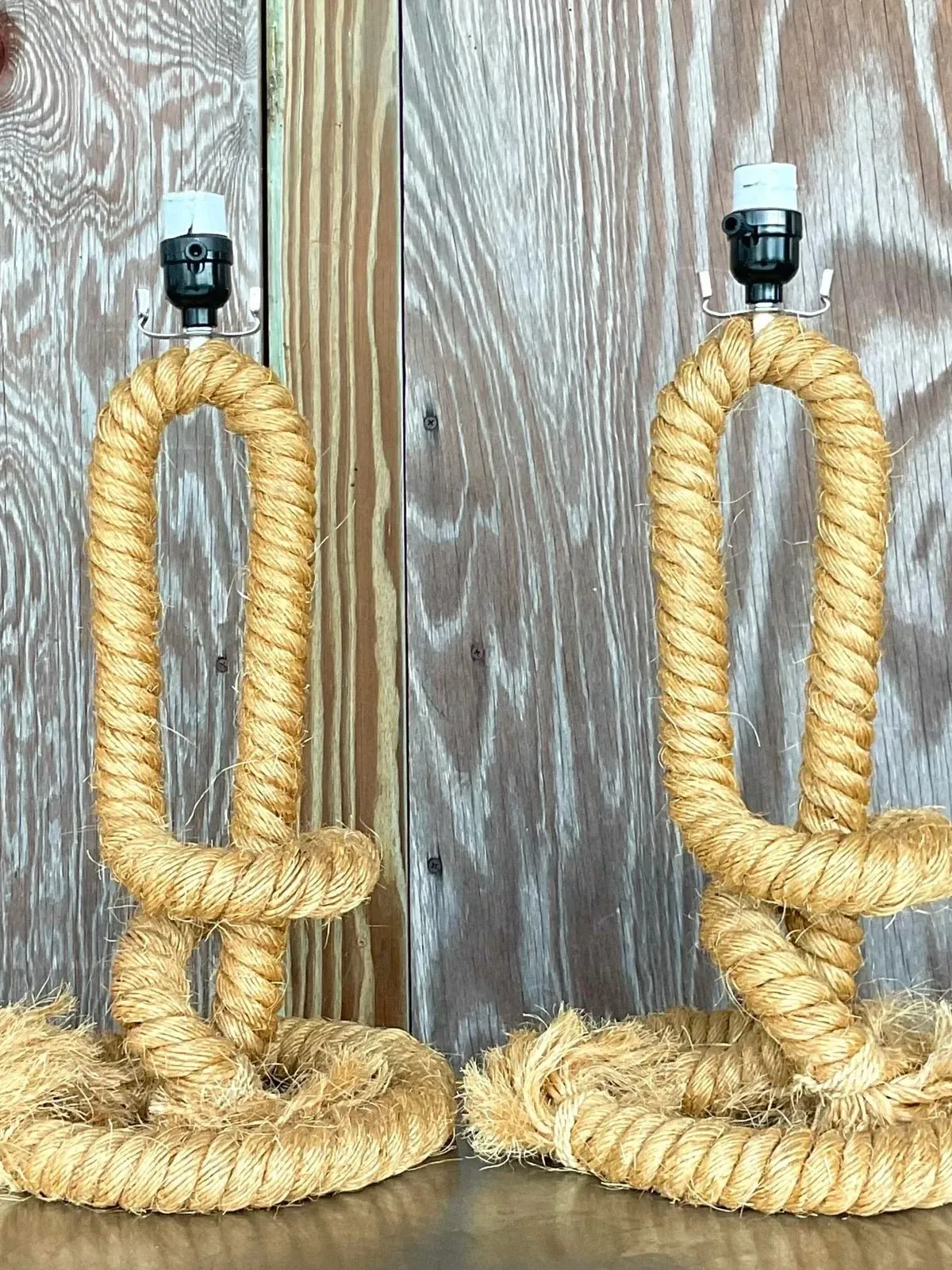Vintage Boho Twisted Rope Table Lamps - a Pair — additional photo 4