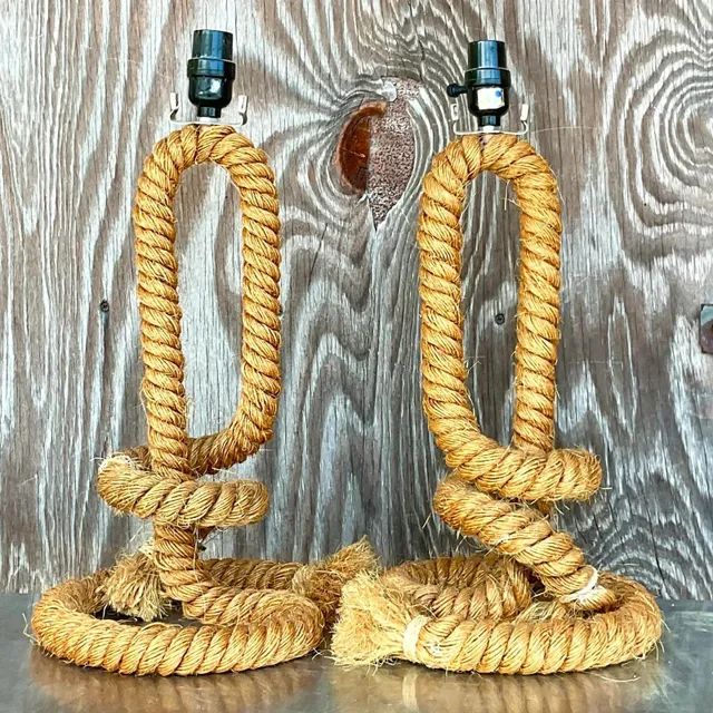 Vintage Boho Twisted Rope Table Lamps - a Pair — additional photo 7