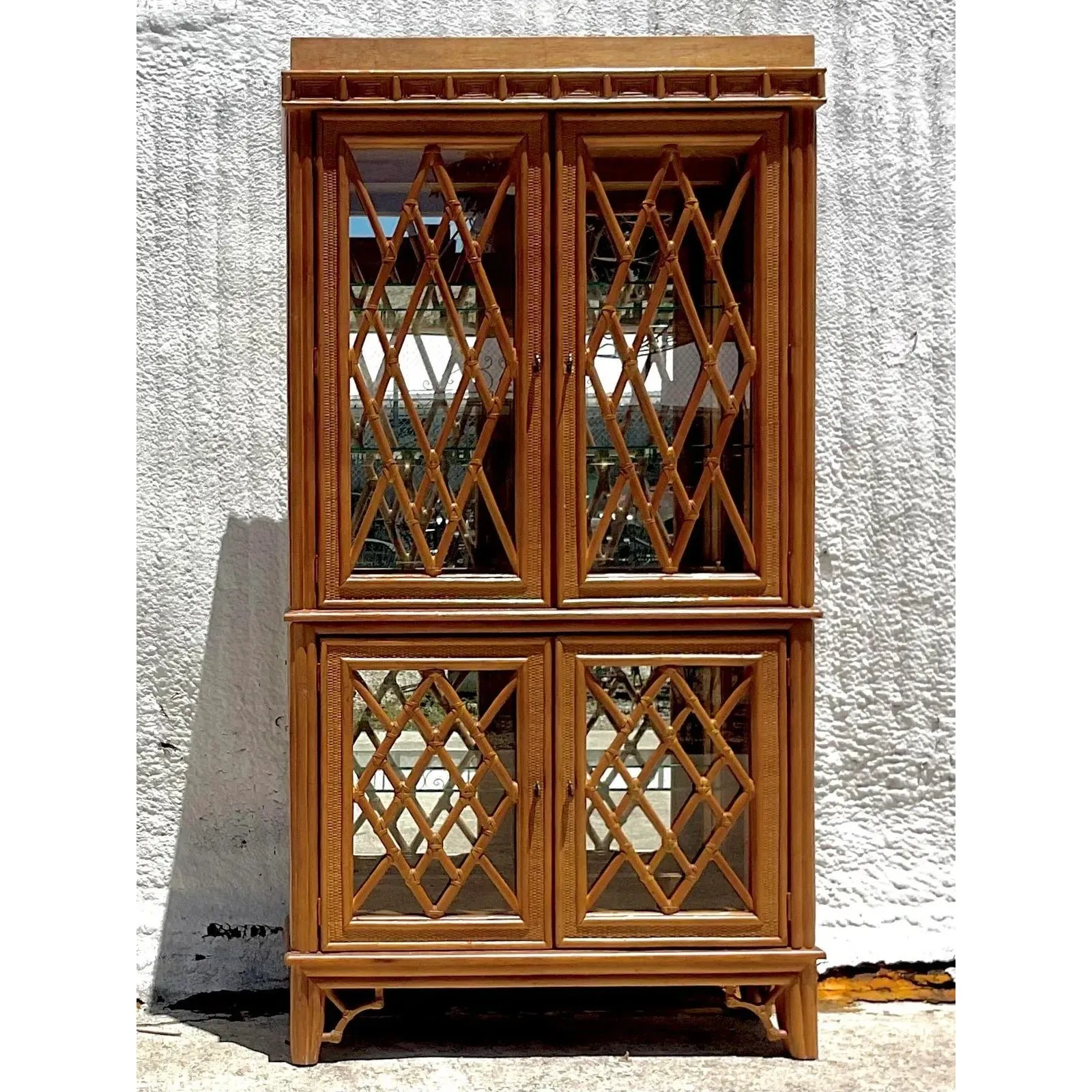 Late 20th Century Vintage Coastal Chinese Chippendale Cabinet