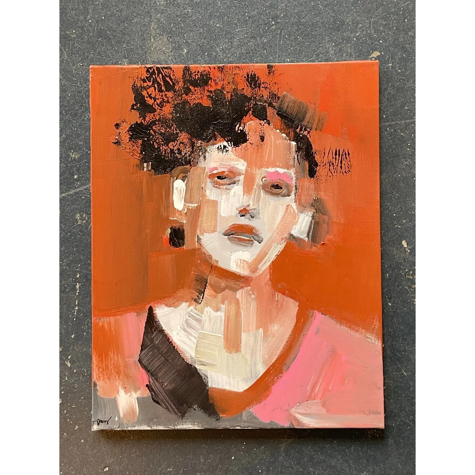 Vintage Original Abstract Expressionist Portrait — additional photo 1