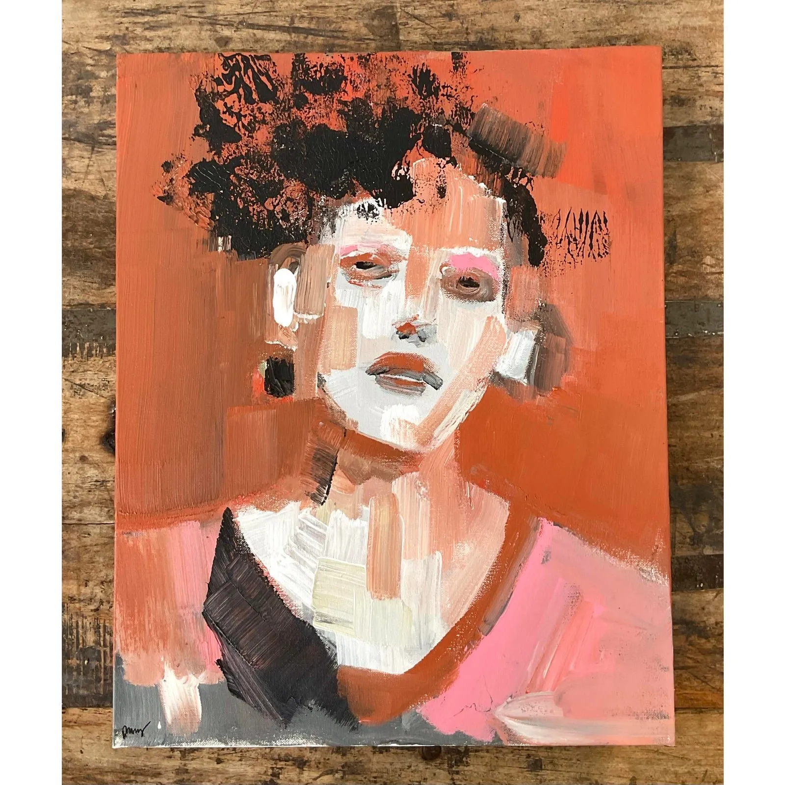 Vintage Original Abstract Expressionist Portrait — additional photo 5