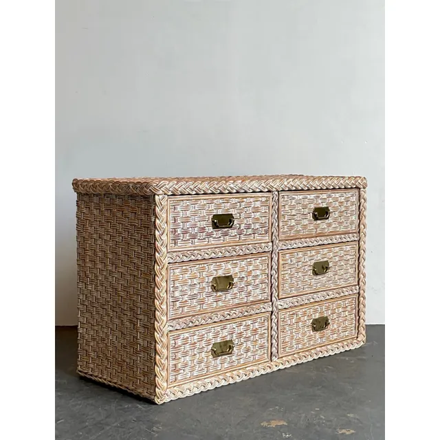 Vintage Braided Washed Rattan Dresser — additional photo 6