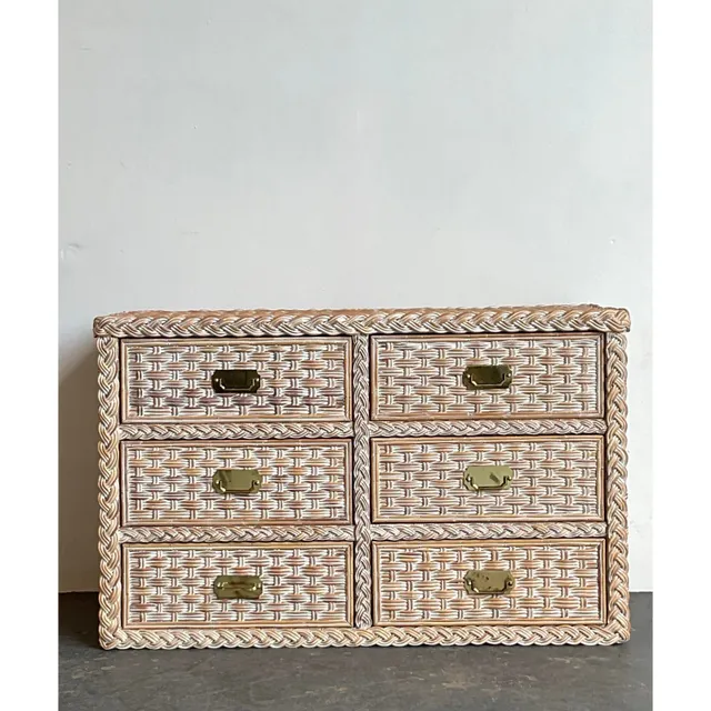 Vintage Braided Washed Rattan Dresser — additional photo 7