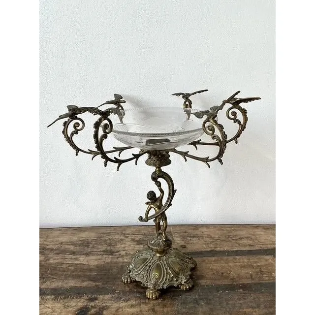 Vintage Victorian Cut Glass and Brass Epergne — additional photo 1
