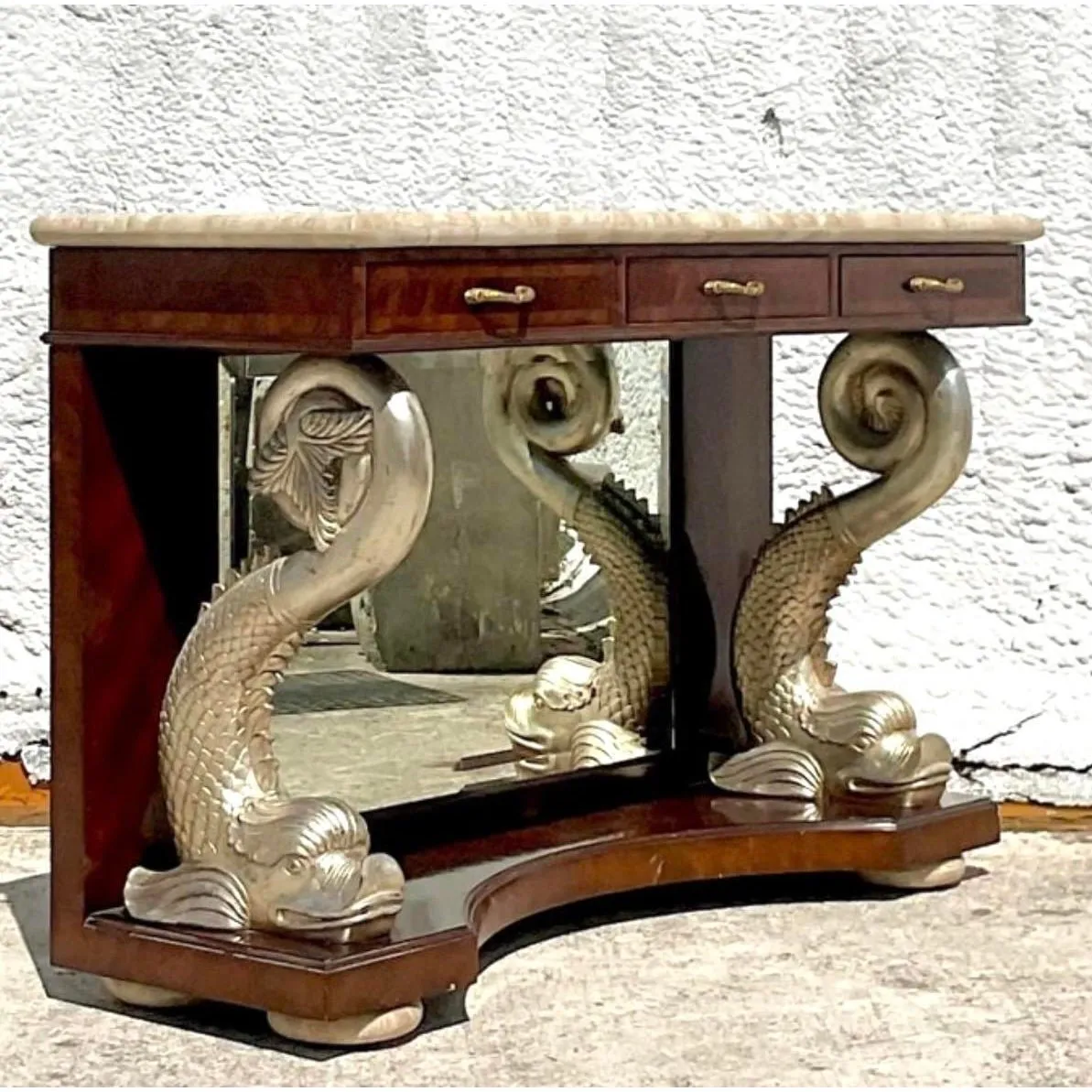 Vintage Maitland Smith Silver Koi Console Table — additional photo 3