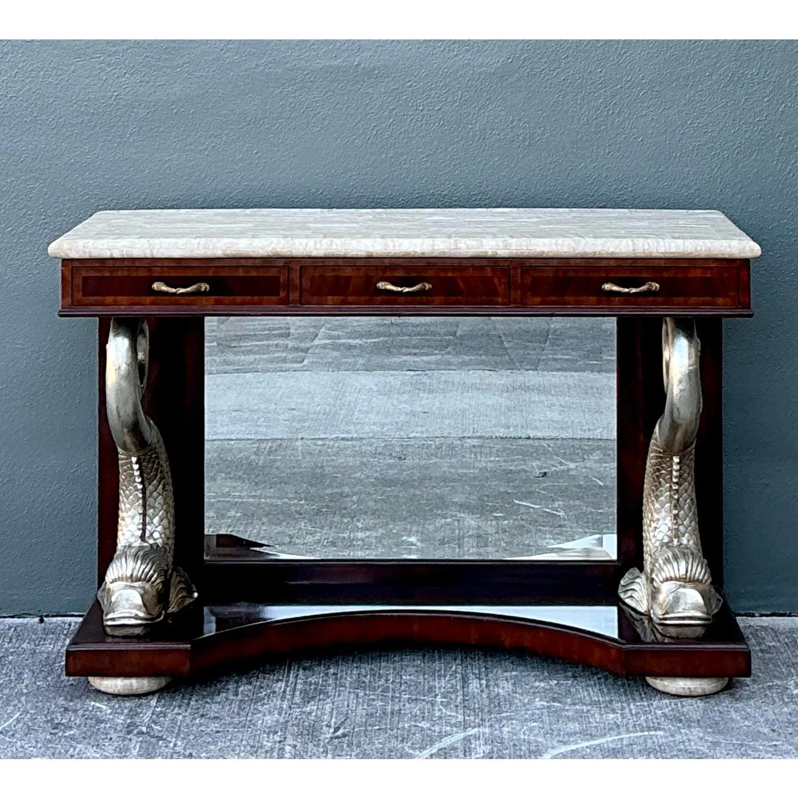 Vintage Maitland Smith Silver Koi Console Table — additional photo 2