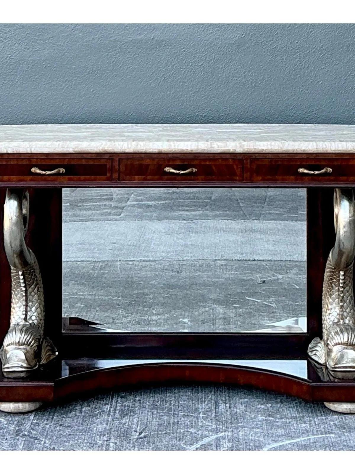 Vintage Maitland Smith Silver Koi Console Table — additional photo 2