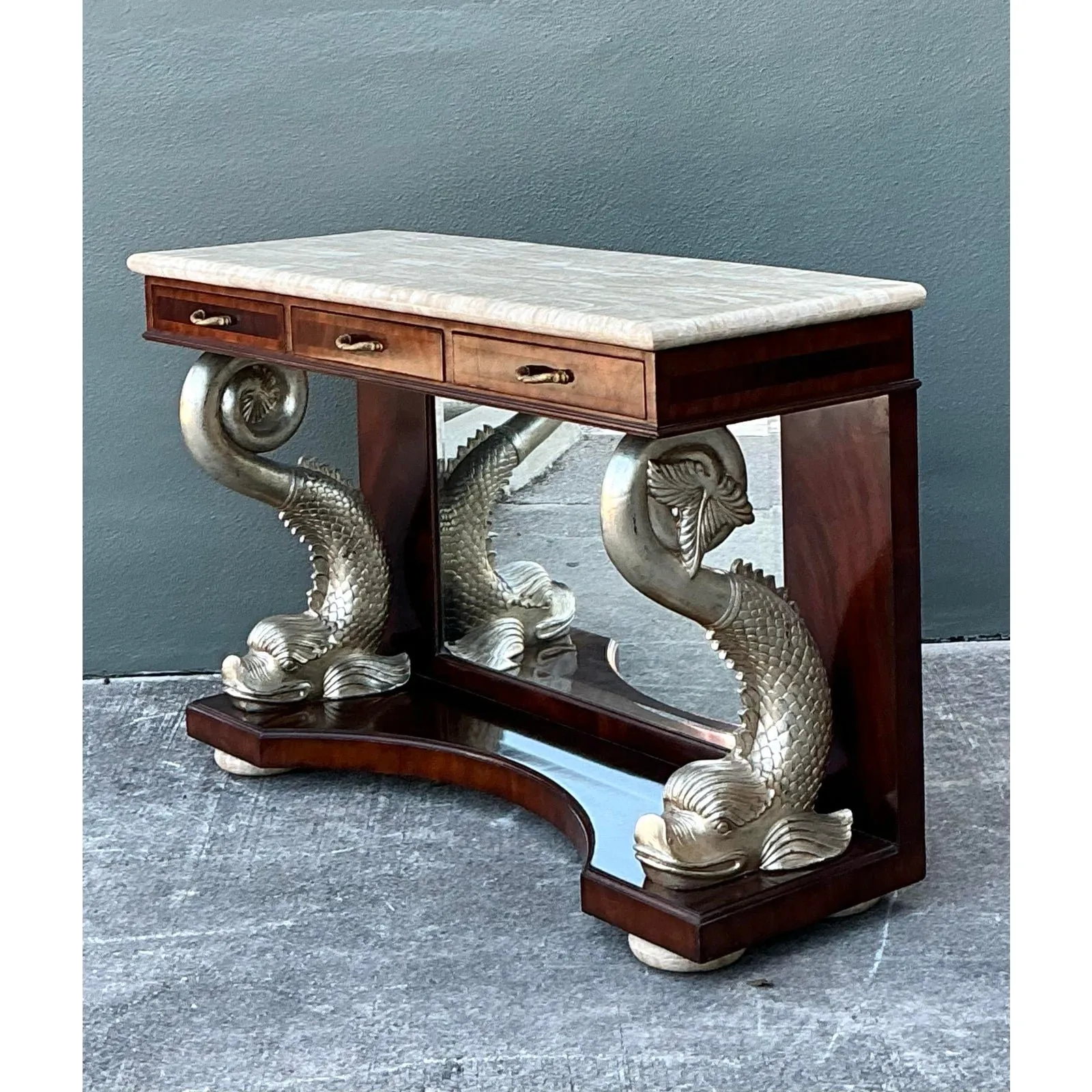 Vintage Maitland Smith Silver Koi Console Table — additional photo 1