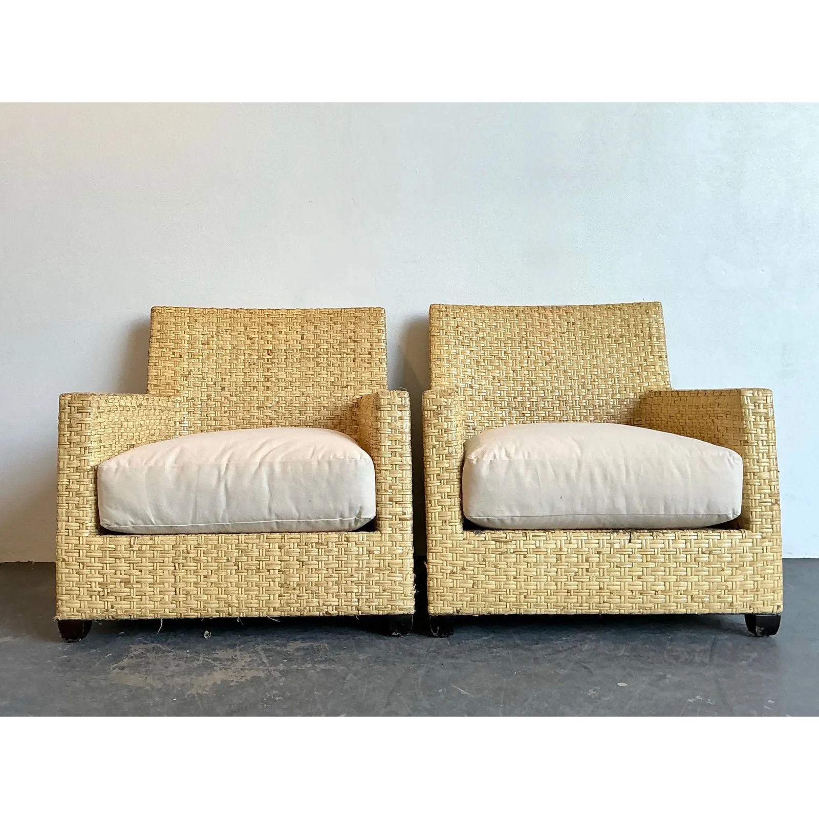 Vintage McGuire Woven Rattan Lounge Chairs - A Pair — additional photo 2