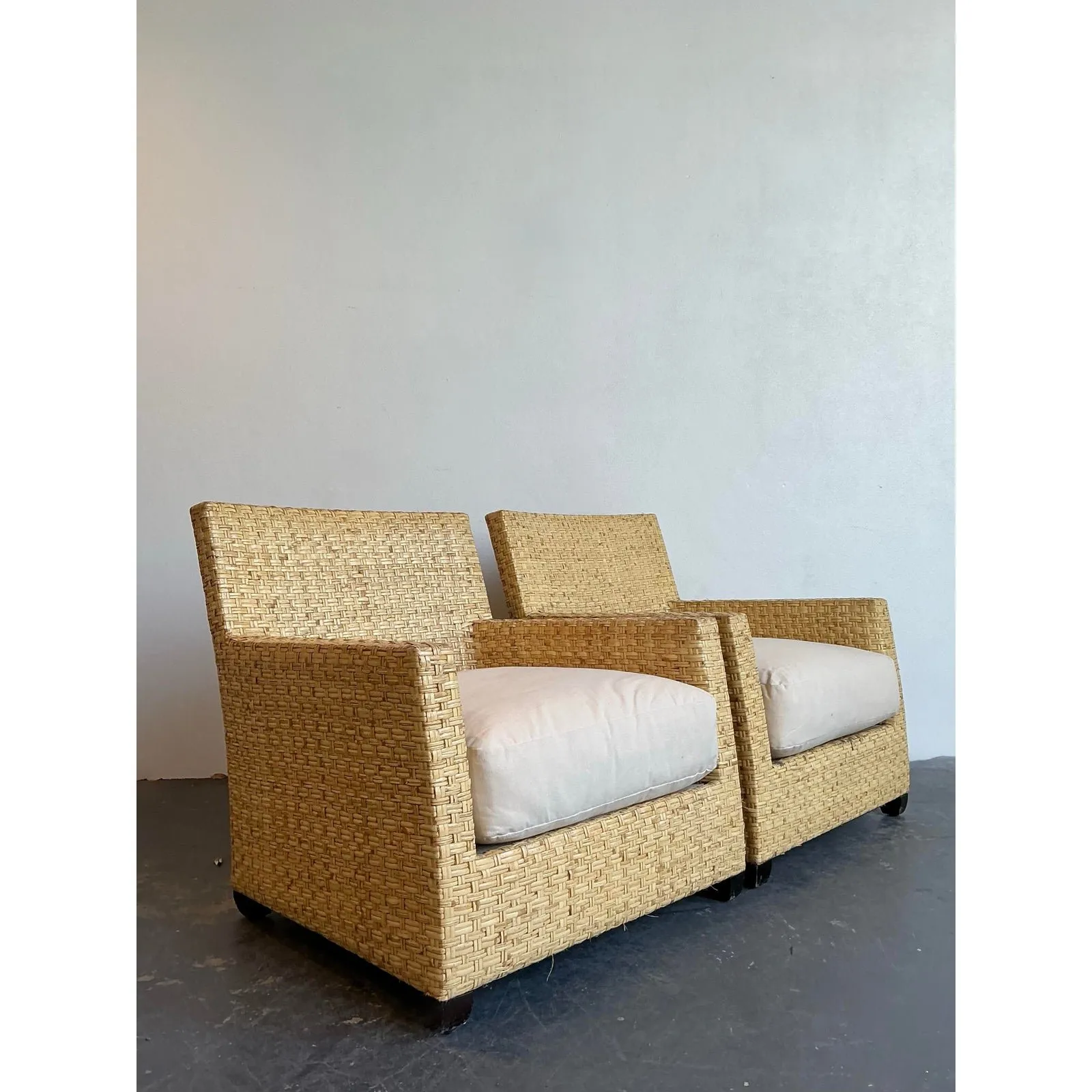 Vintage McGuire Woven Rattan Lounge Chairs - A Pair — additional photo 1