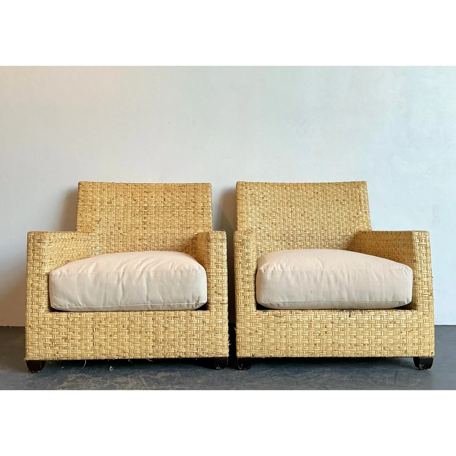 Vintage McGuire Woven Rattan Lounge Chairs - A Pair — additional photo 6