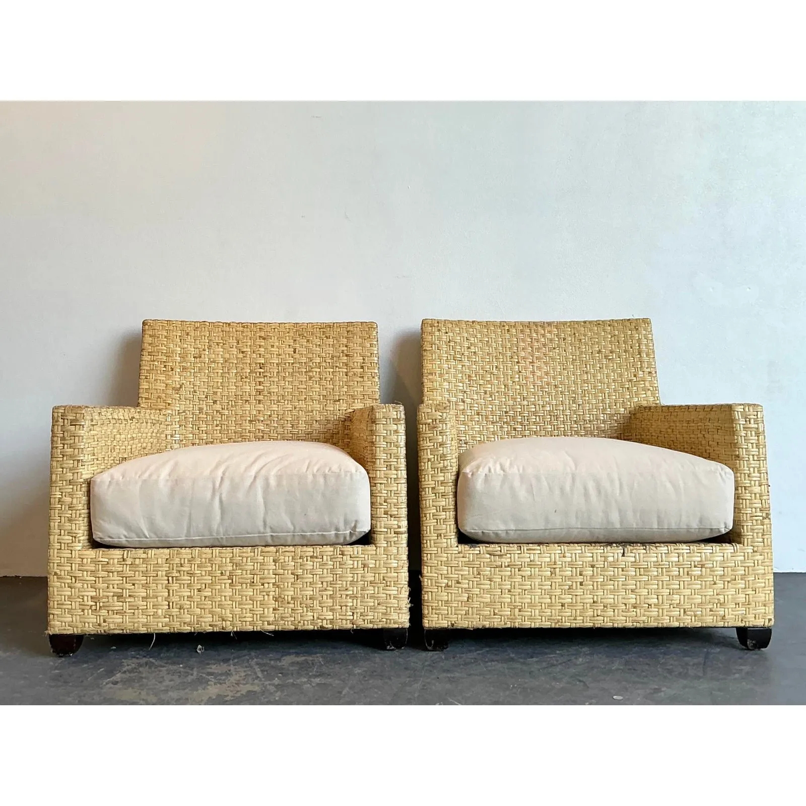 Vintage McGuire Woven Rattan Lounge Chairs - A Pair — additional photo 7