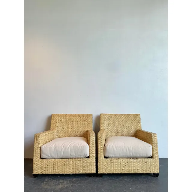 Vintage McGuire Woven Rattan Lounge Chairs - A Pair — additional photo 8