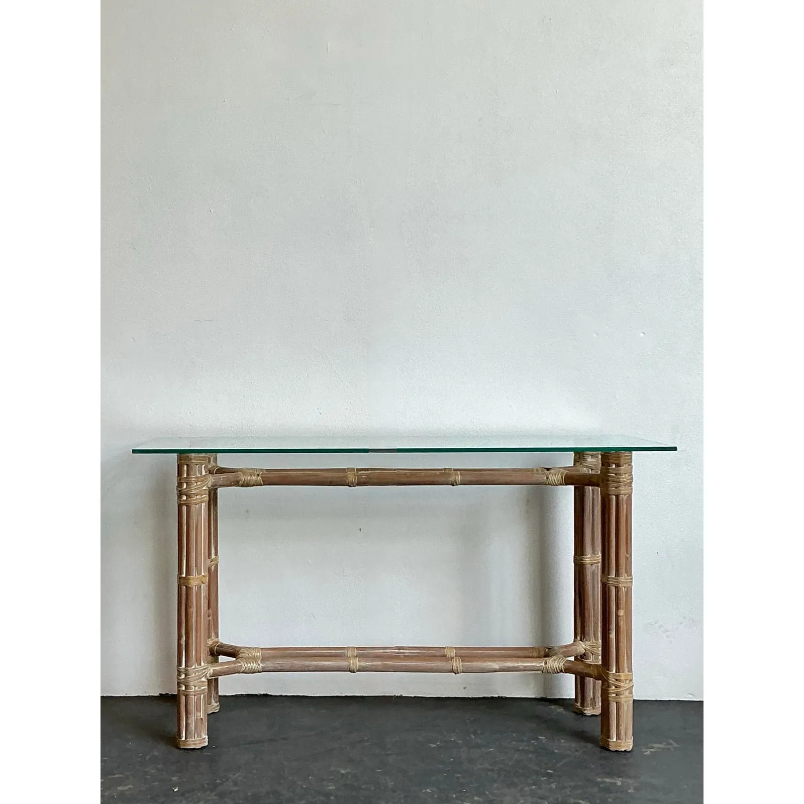 Vintage Bundled Rattan Console Table After McGuire — additional photo 6
