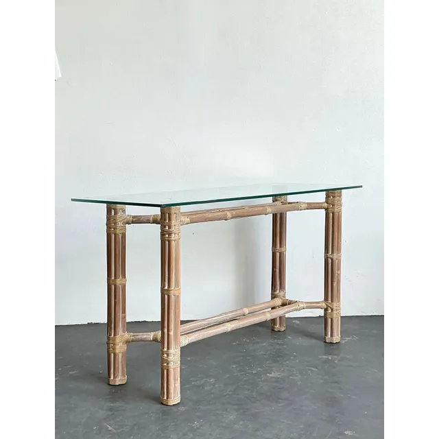 Vintage Bundled Rattan Console Table After McGuire — additional photo 3