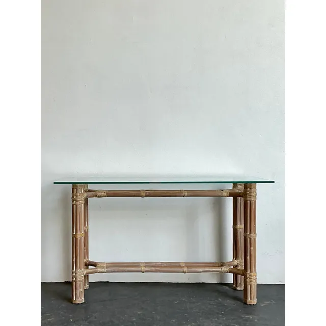 Vintage Bundled Rattan Console Table After McGuire — additional photo 7