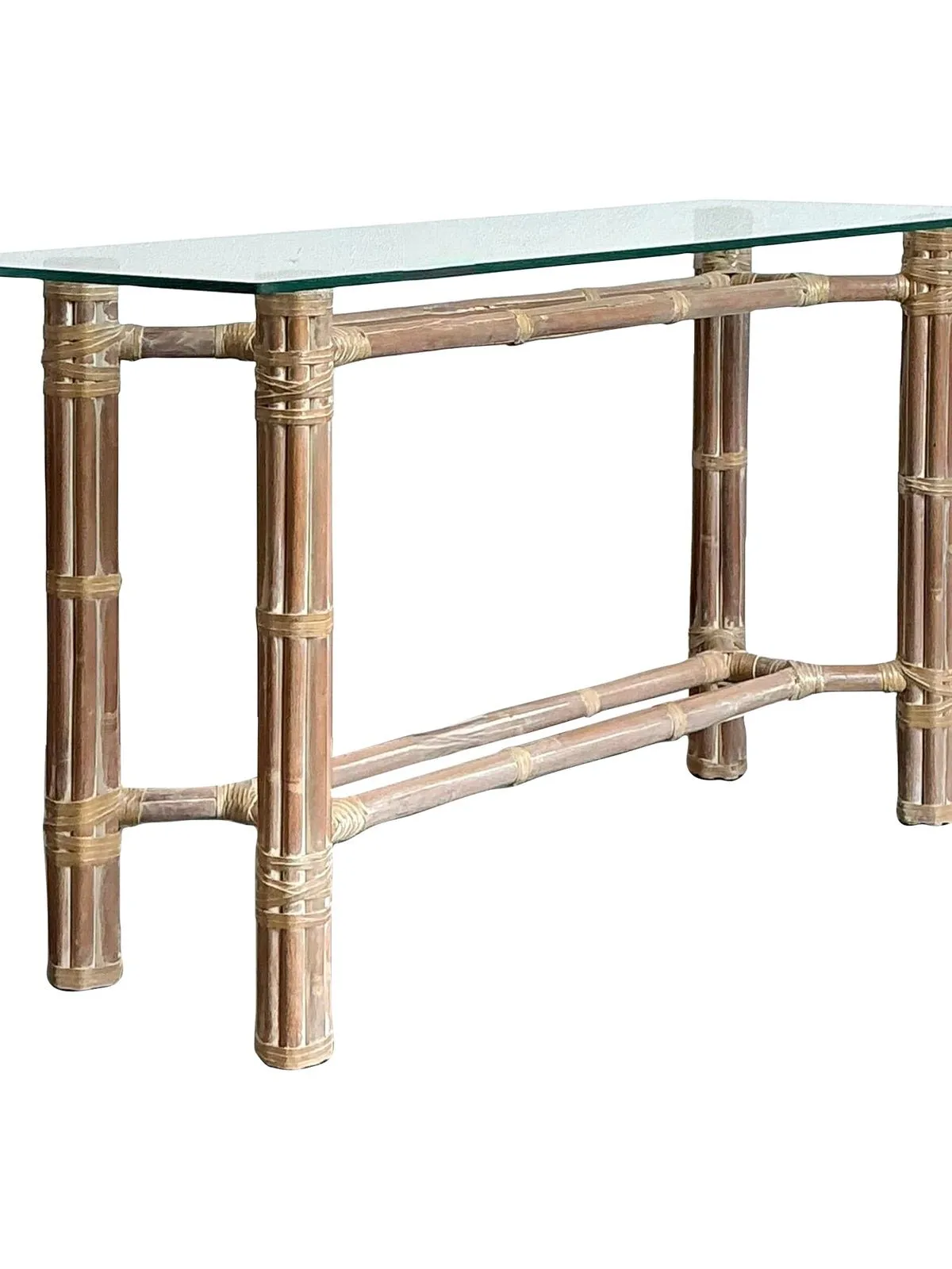 Vintage Bundled Rattan Console Table After McGuire — additional photo 8