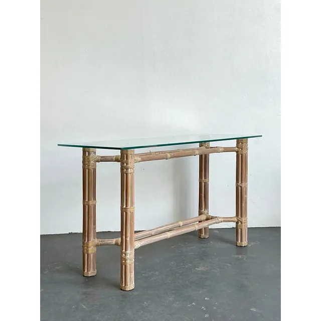 Vintage Bundled Rattan Console Table After McGuire — additional photo 2