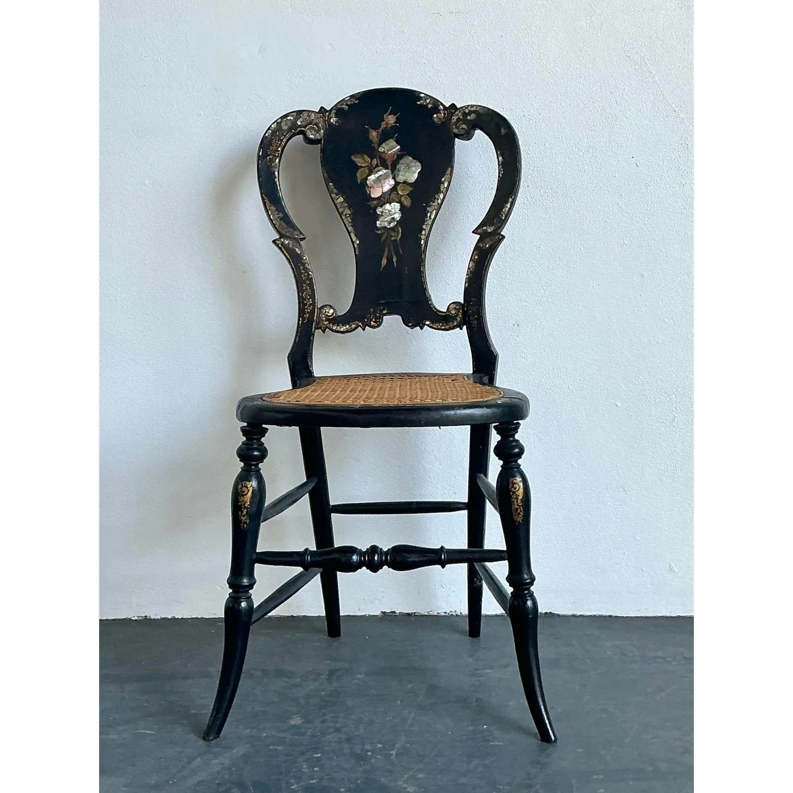 Vintage Paper Mache Inlay Chair - Shell, 17.5W x 33.25H — additional photo 4